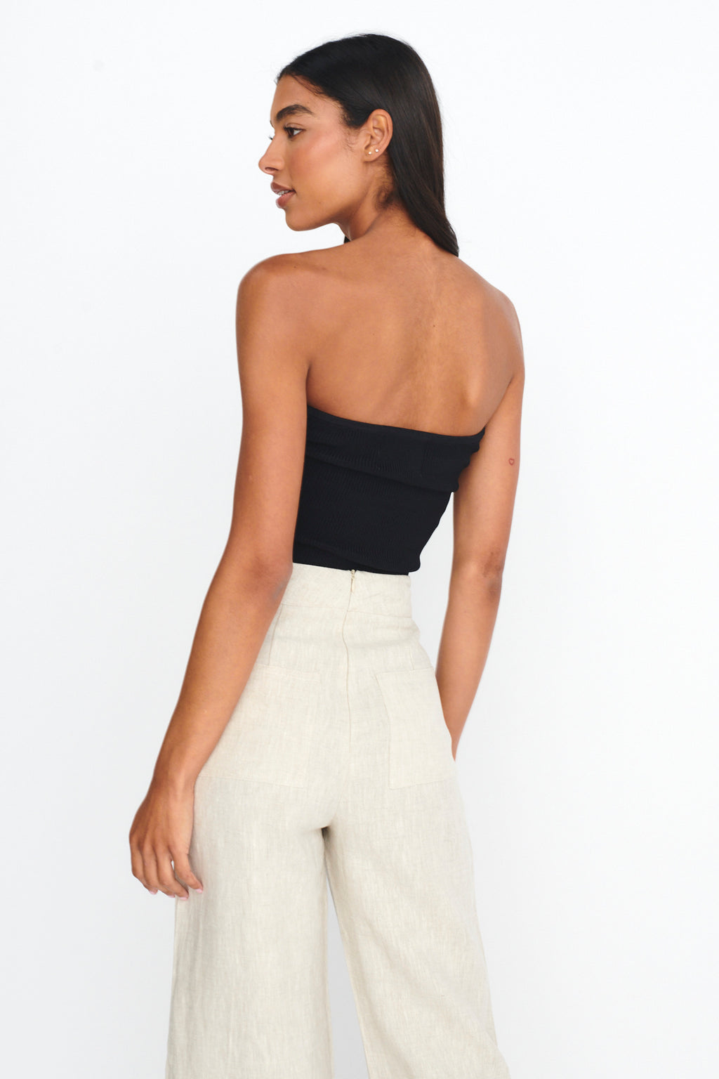 Teagan Strapless Ribbed Knit Top Black by Selfie Leslie Australia