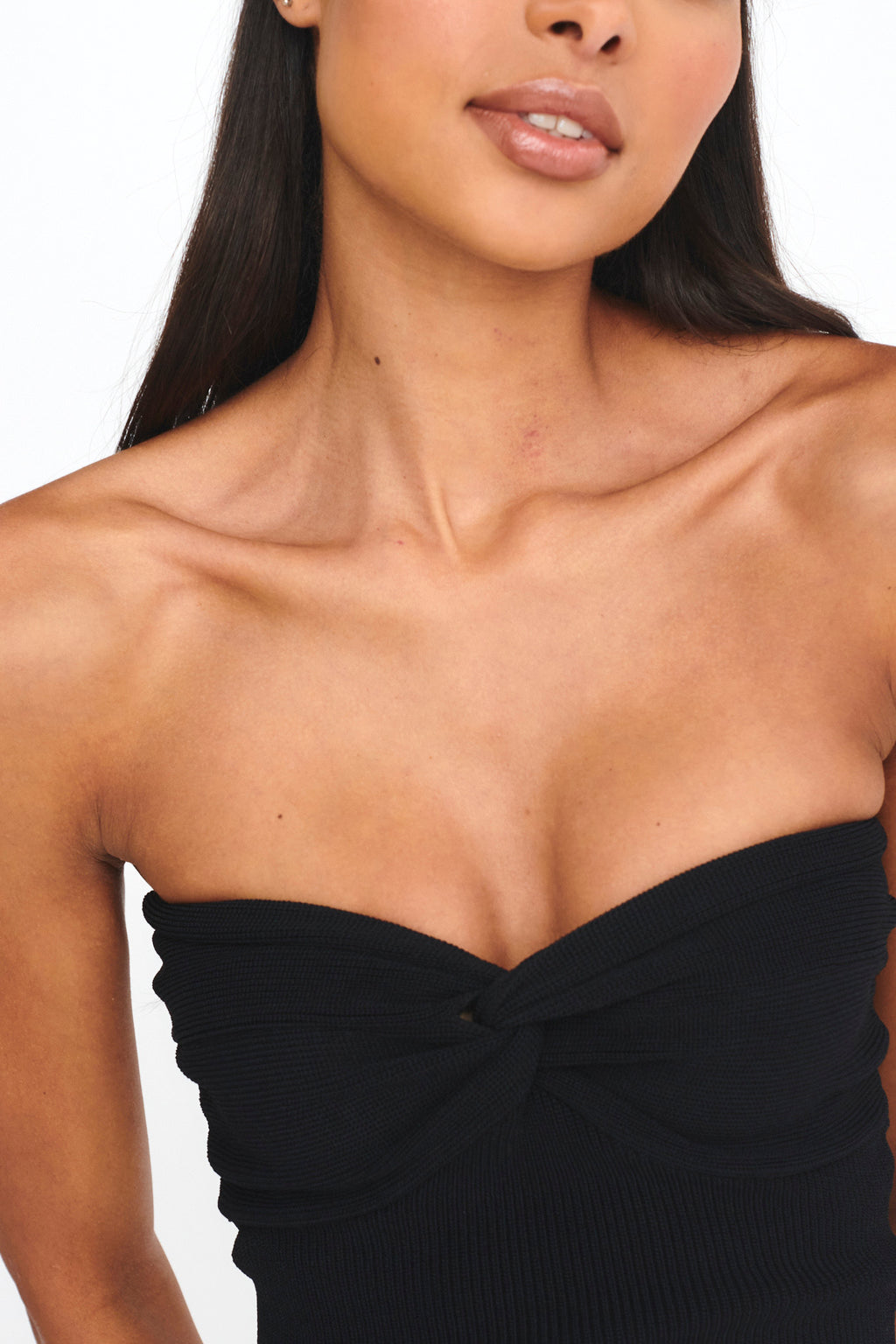 Teagan Strapless Ribbed Knit Top Black by Selfie Leslie Australia