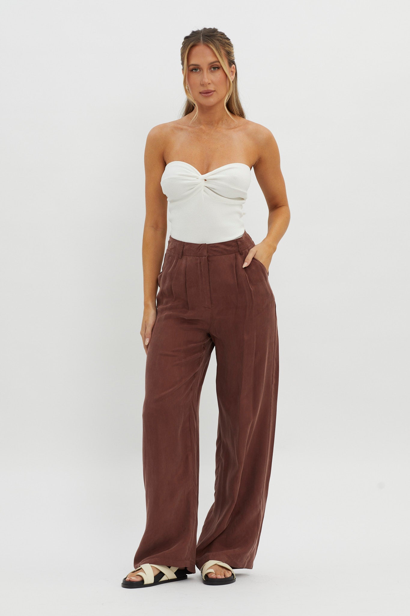 Teagan Strapless Ribbed Knit Top White by Selfie Leslie Australia