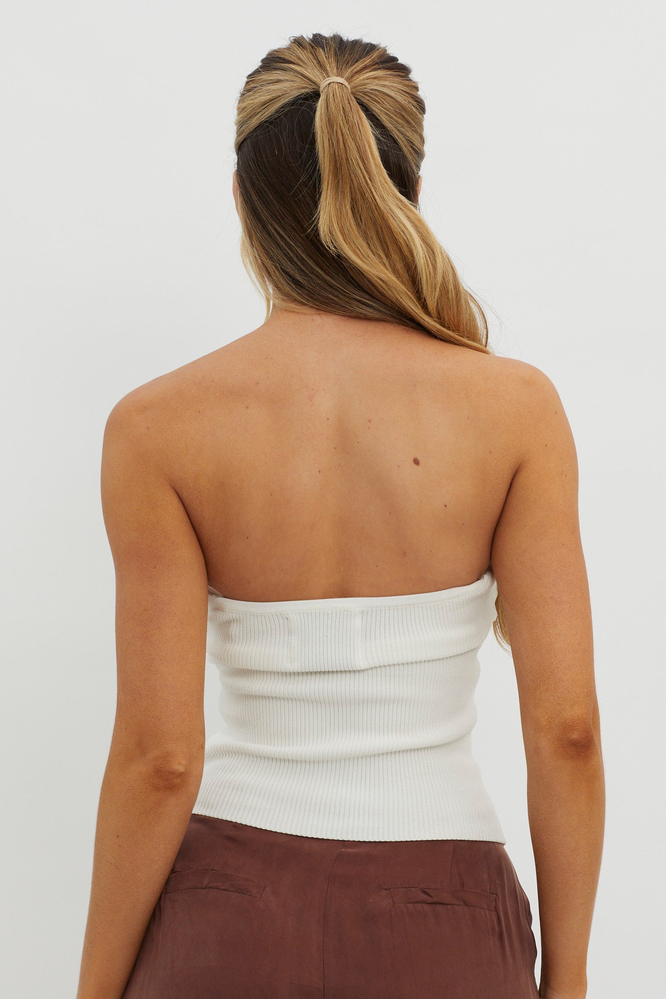 Teagan Strapless Ribbed Knit Top White by Selfie Leslie Australia