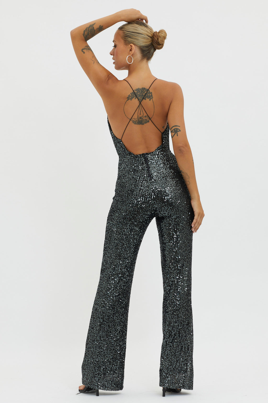 Midnight Kiss Sequin Jumpsuit Gunmetal by Selfie Leslie Australia