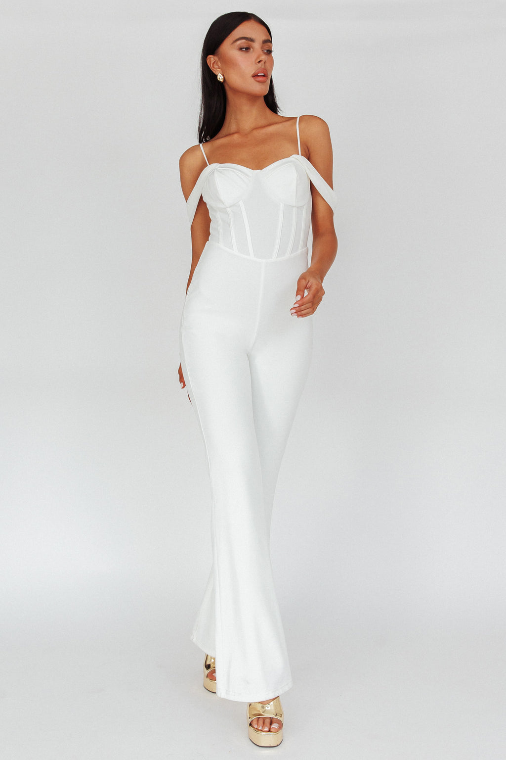 Nian Corset Bodice Jumpsuit Ivory by Selfie Leslie Australia