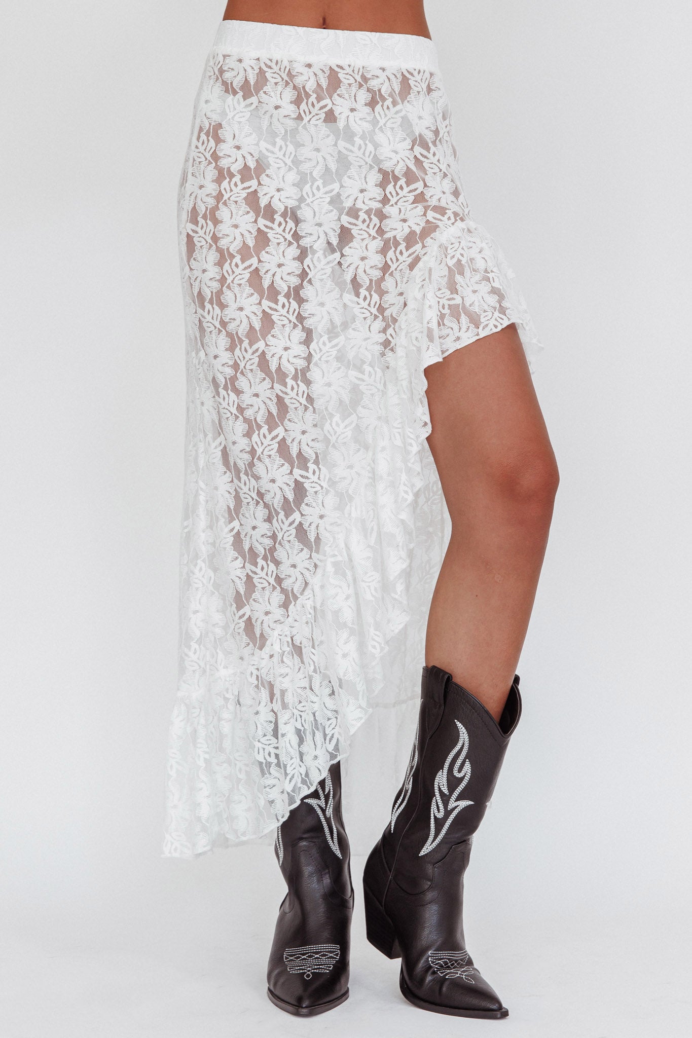 Besties Asymmetric Hem Maxi Skirt Ivory by Selfie Leslie Australia