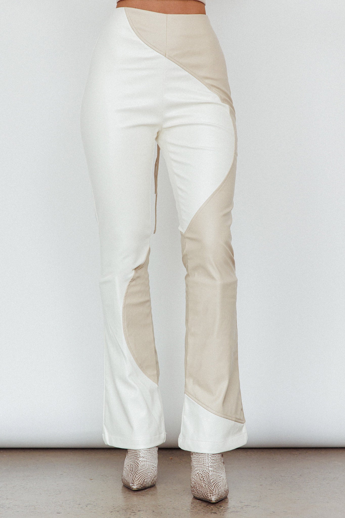 Zebulon Faux Leather Flare Pants Ivory by Selfie Leslie Australia