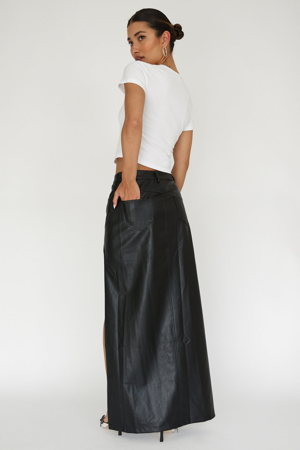 Tamille High Split Maxi Skirt Black by Selfie Leslie Australia