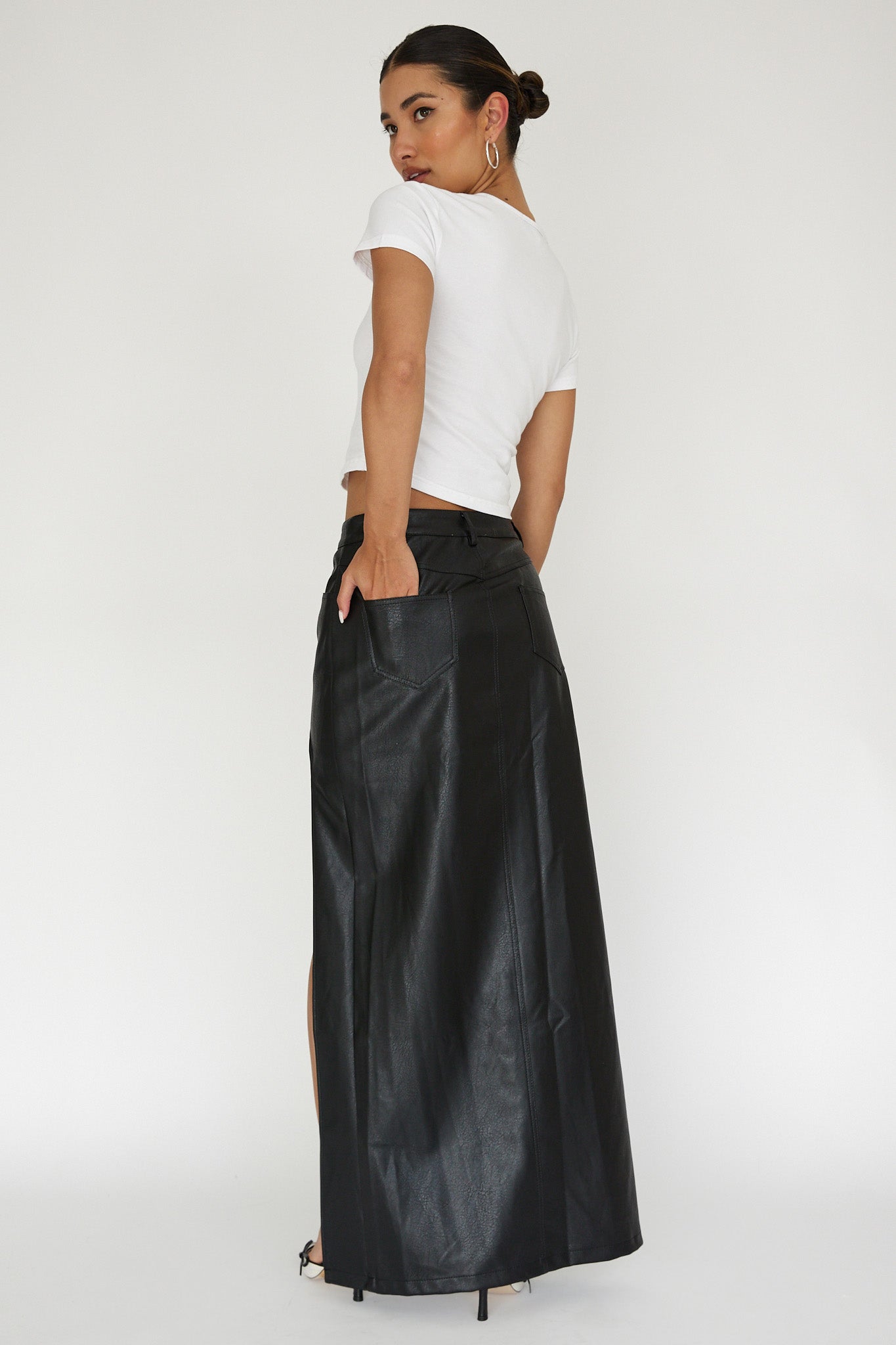 Tamille High Split Maxi Skirt Black by Selfie Leslie Australia