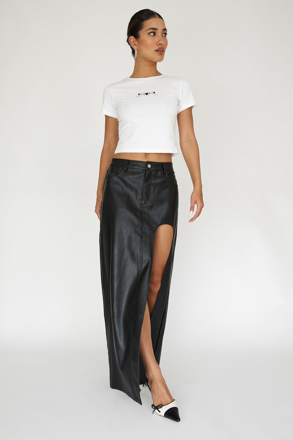 Tamille High Split Maxi Skirt Black by Selfie Leslie Australia