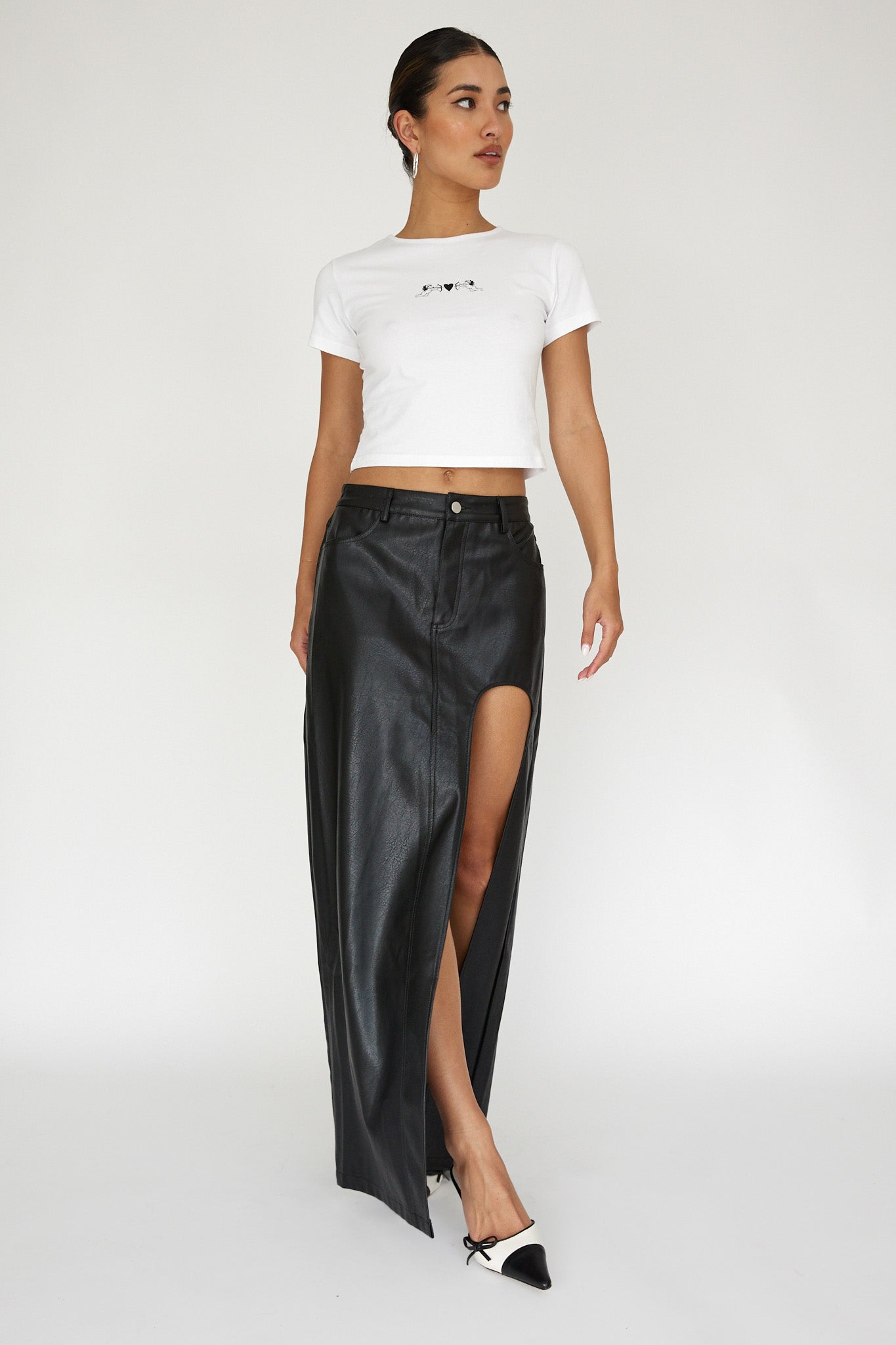 Tamille High Split Maxi Skirt Black by Selfie Leslie Australia