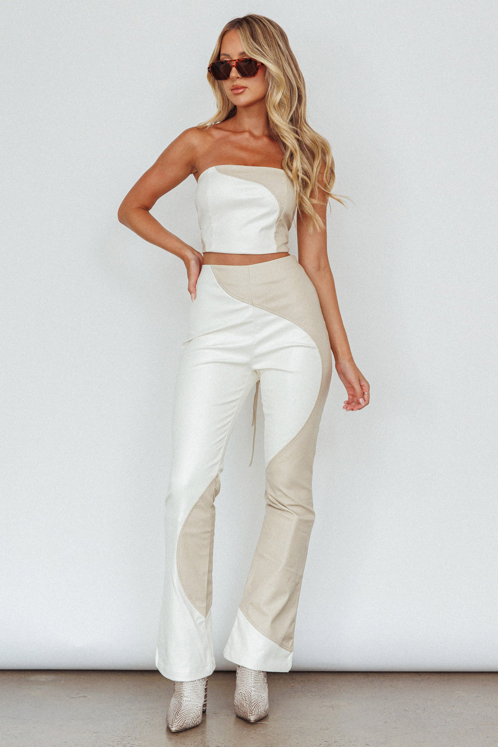Zehra Lace-Up Crop Top Ivory by Selfie Leslie Australia