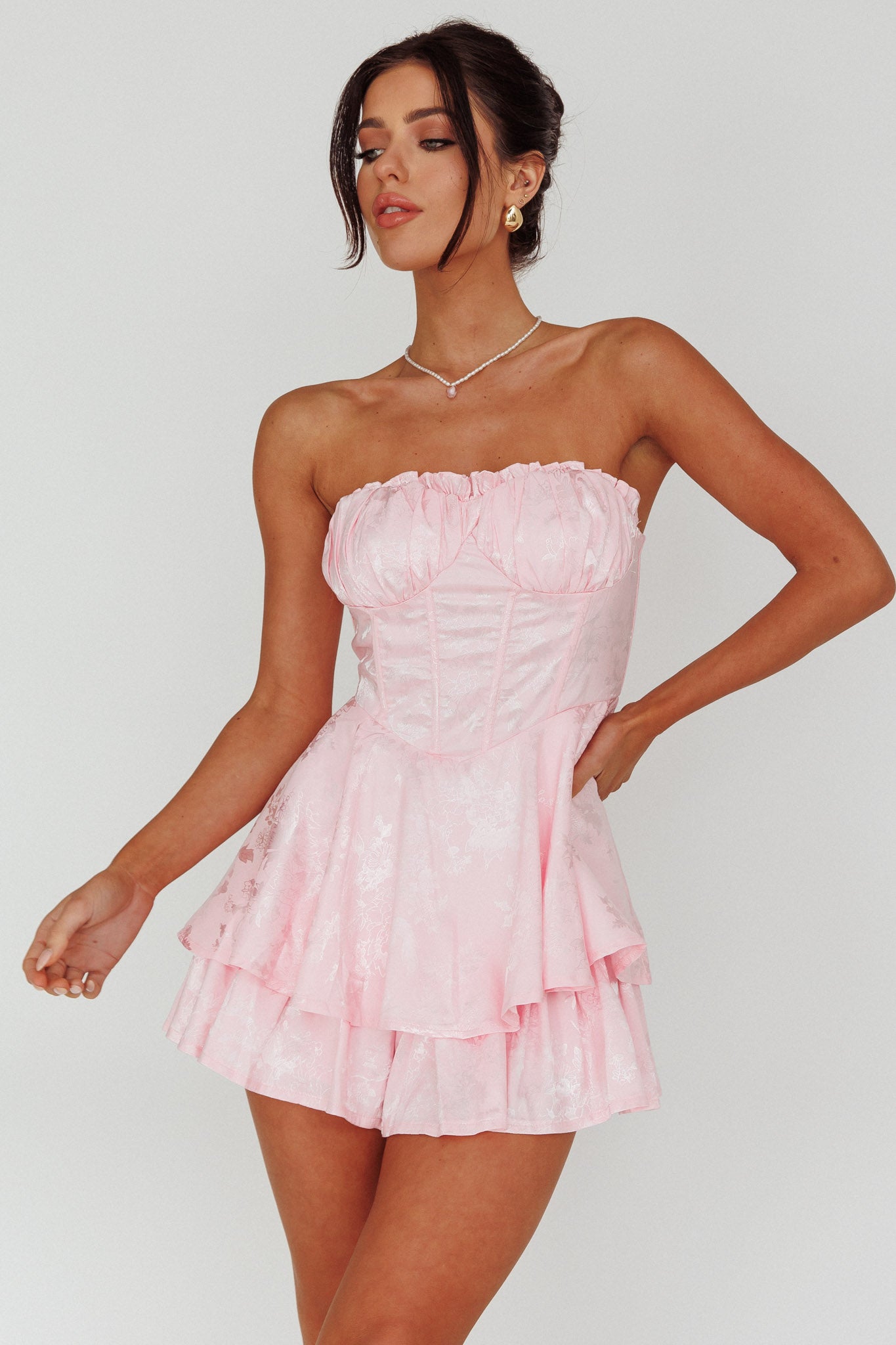 Angel Sky Gathered Bust Romper Pink by Selfie Leslie Australia