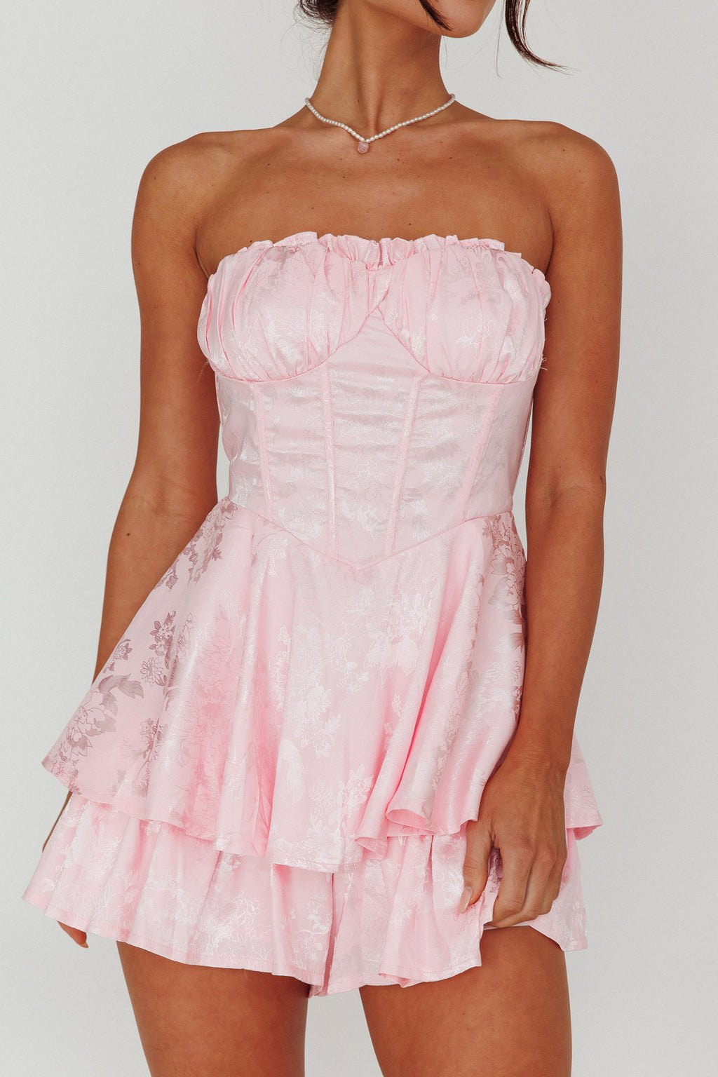 Angel Sky Gathered Bust Romper Pink by Selfie Leslie Australia