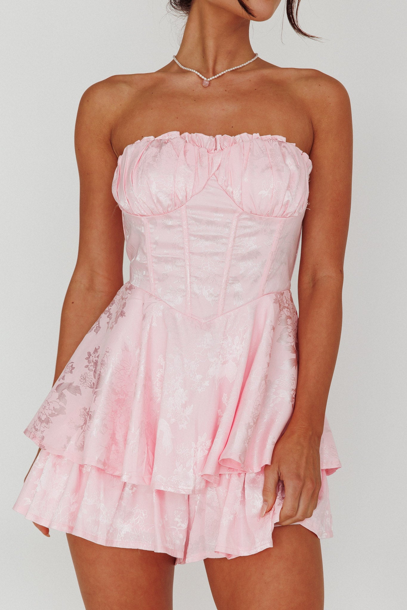Angel Sky Gathered Bust Romper Pink by Selfie Leslie Australia