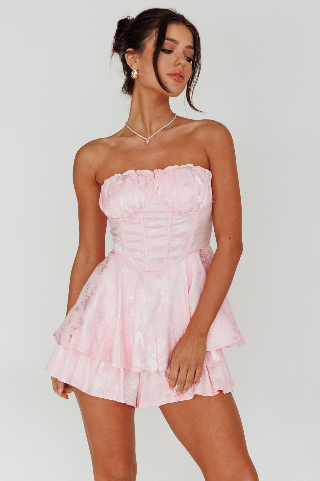 Angel Sky Gathered Bust Romper Pink by Selfie Leslie Australia