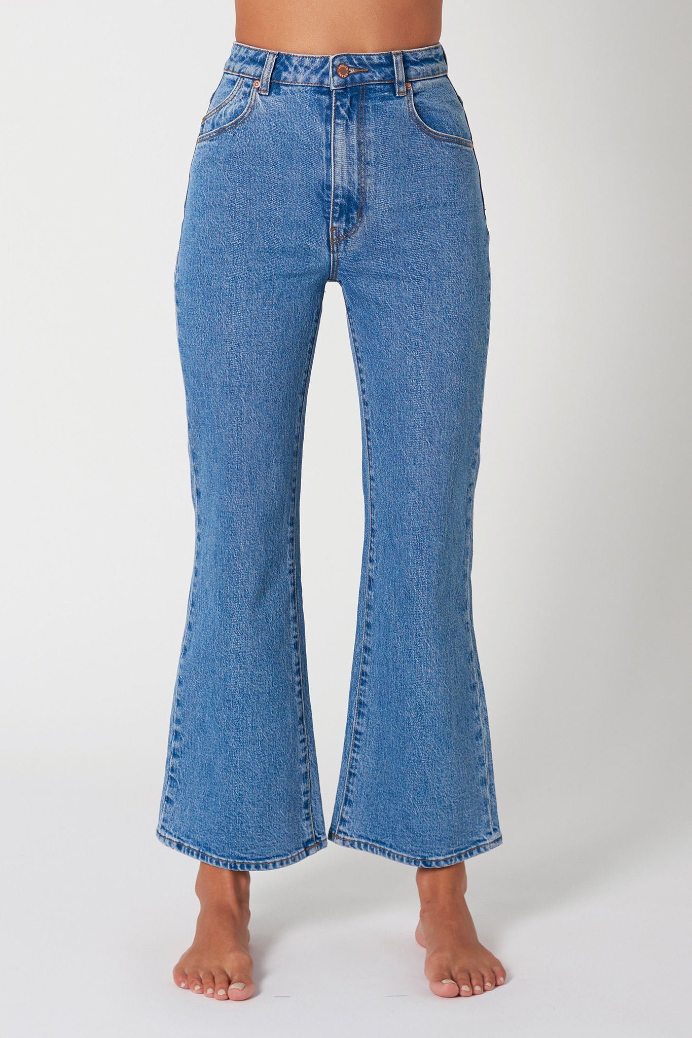 Rolla's Eastcoast Flare Ankle Lucy Mid Vintage Blue by Selfie Leslie Australia