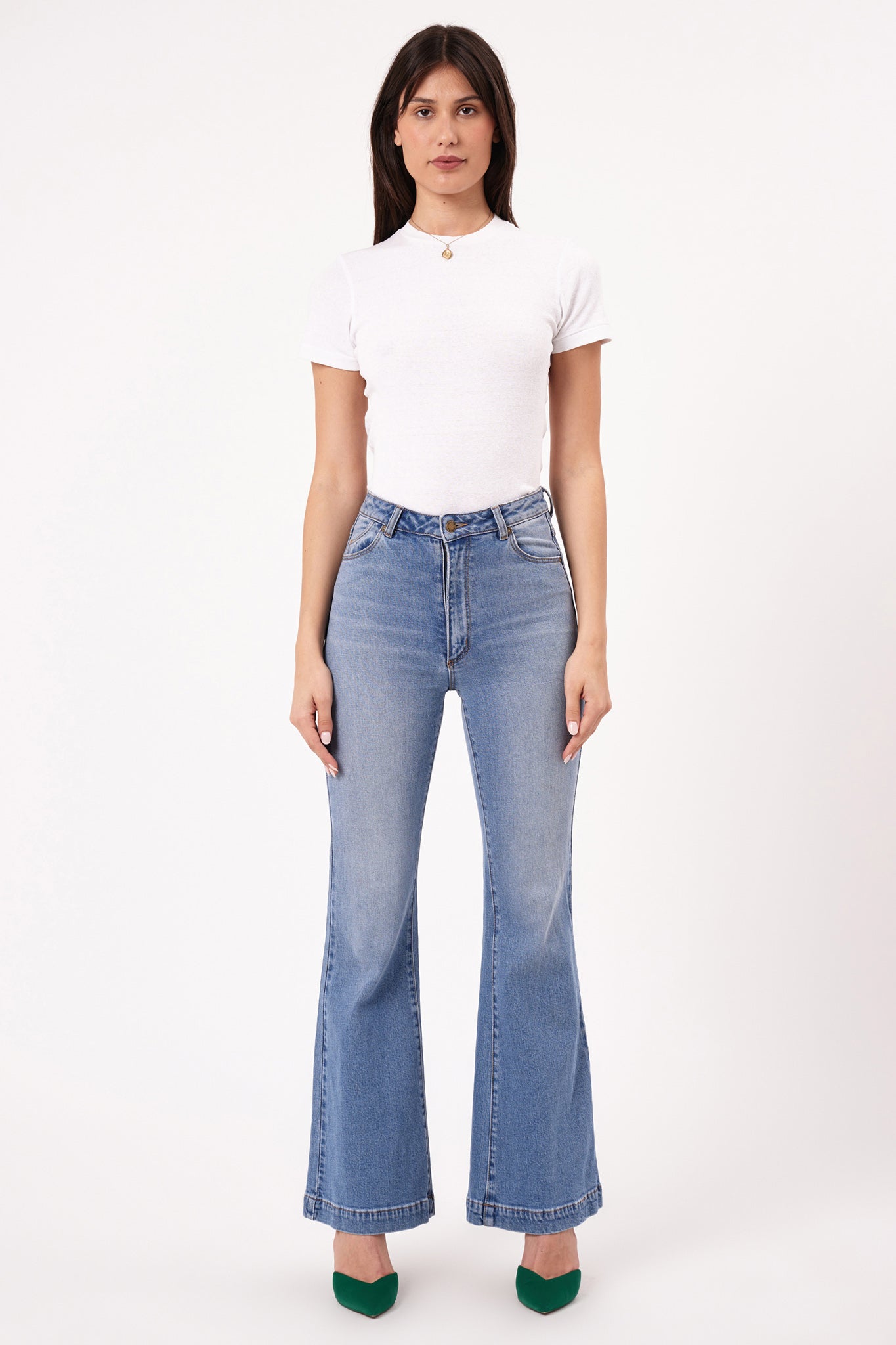 ROLLA'S Eastcoast Flare Ankle Jeans Mid Vintage Blue by Selfie Leslie Australia