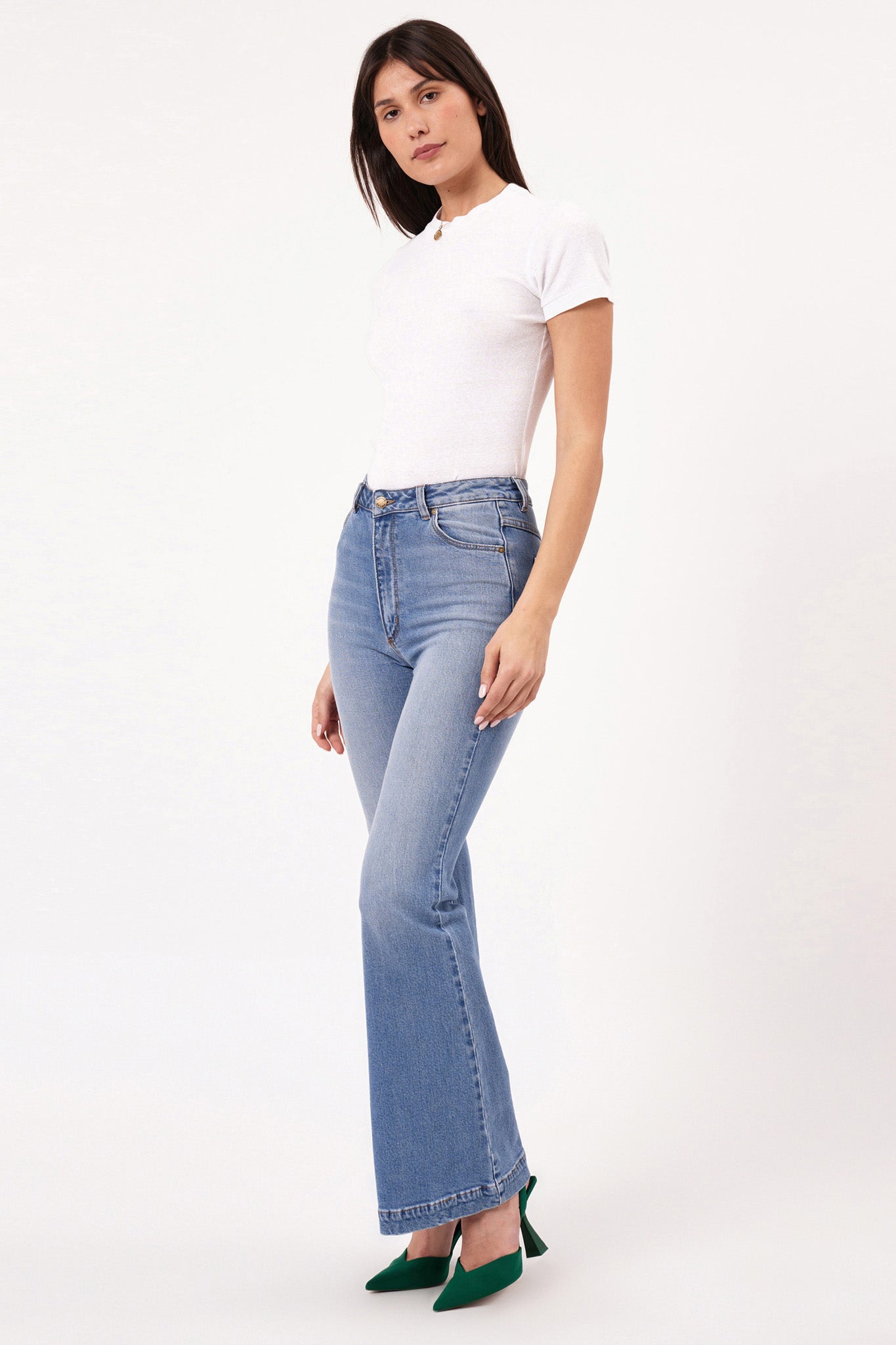 ROLLA'S Eastcoast Flare Ankle Jeans Mid Vintage Blue by Selfie Leslie Australia