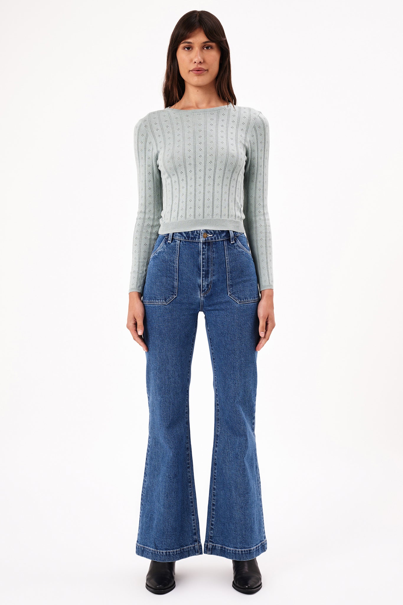ROLLA'S Eastcoast Flare Long Jeans Dark Vintage Blue by Selfie Leslie Australia