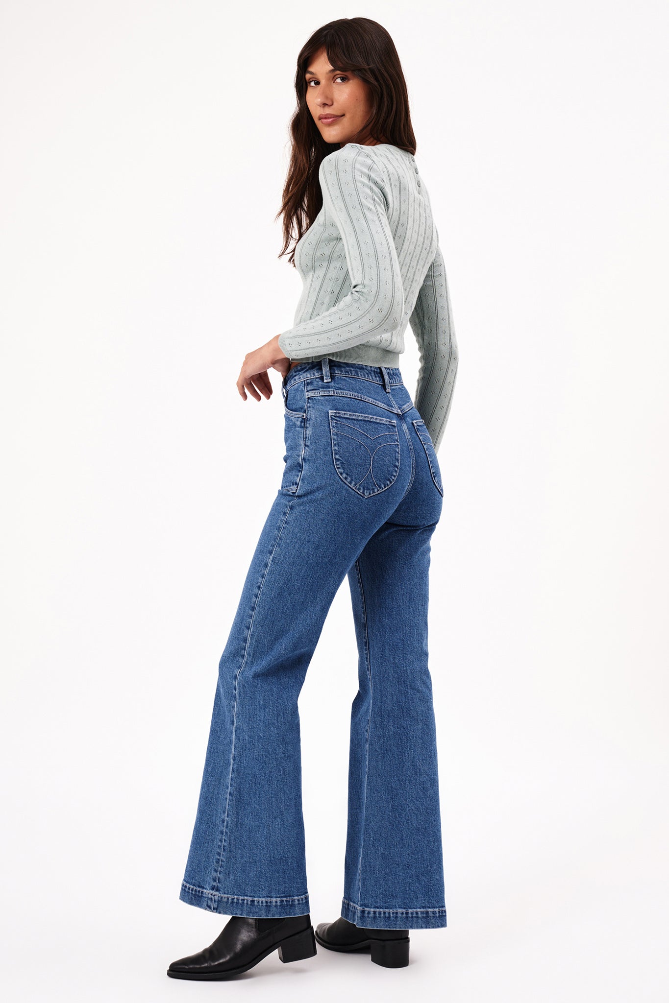 ROLLA'S Eastcoast Flare Long Jeans Dark Vintage Blue by Selfie Leslie Australia