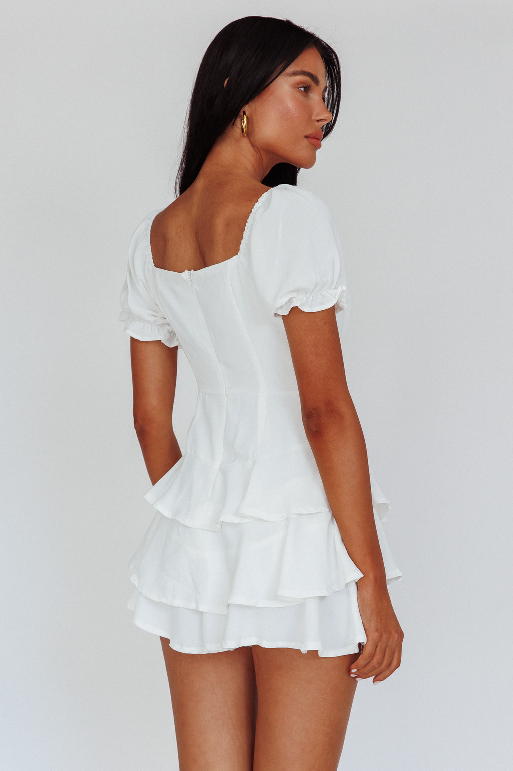 Cady Layered Ruffle Mini Dress Off White by Selfie Leslie Australia