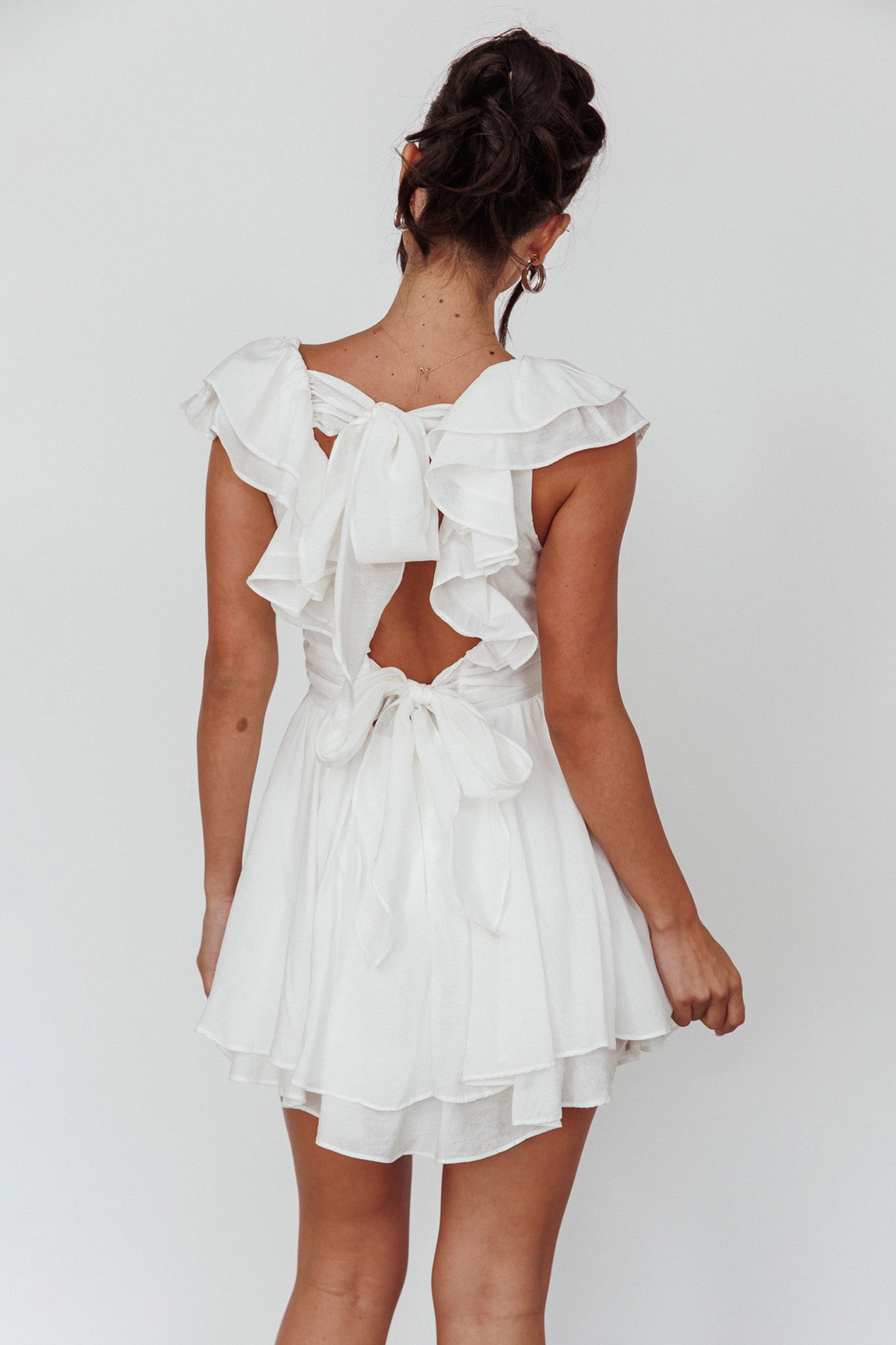 Glory Days Ruffle Shoulder Romper Off White by Selfie Leslie Australia