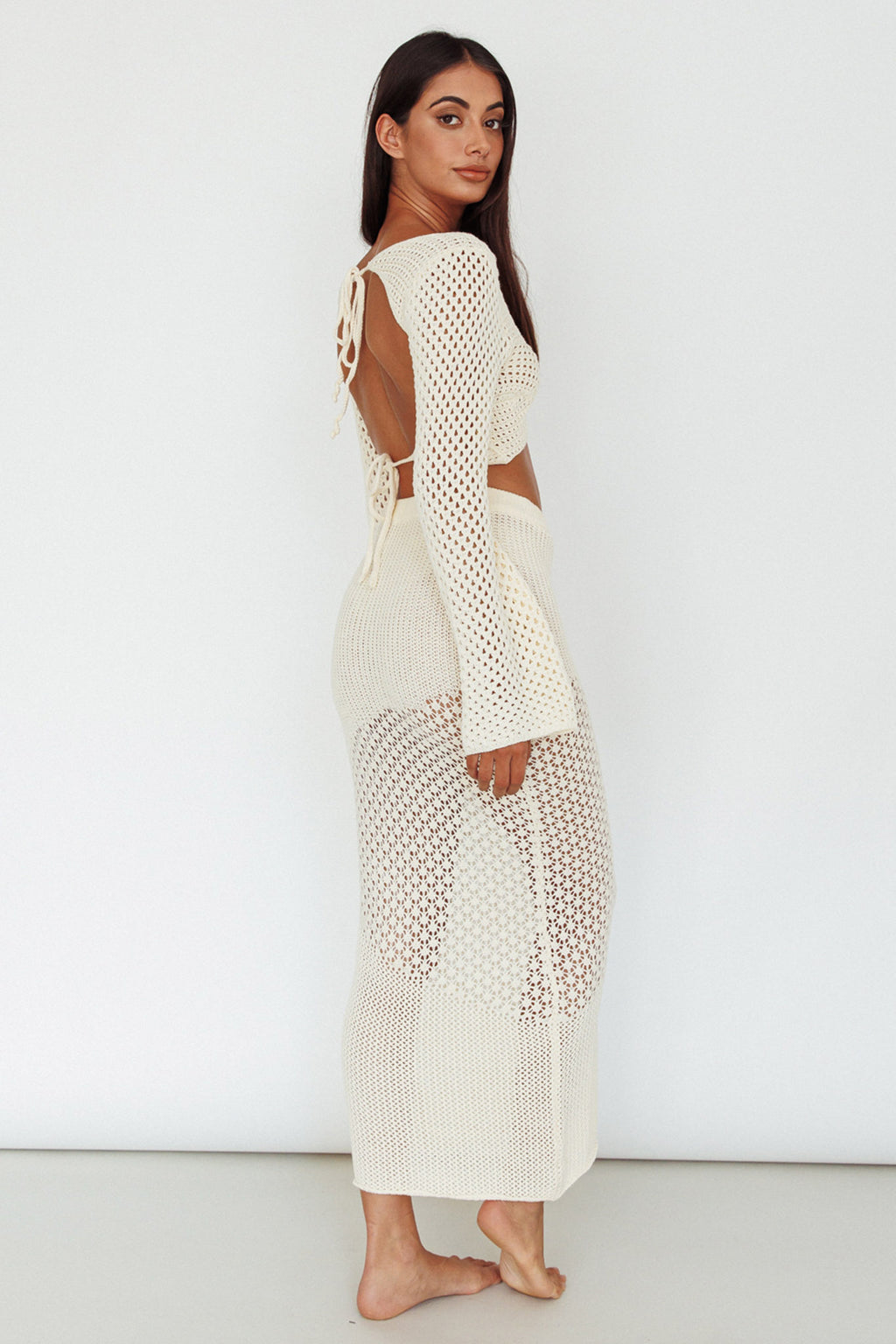 Serenity Sky Crochet Midi Skirt Milk by Selfie Leslie Australia