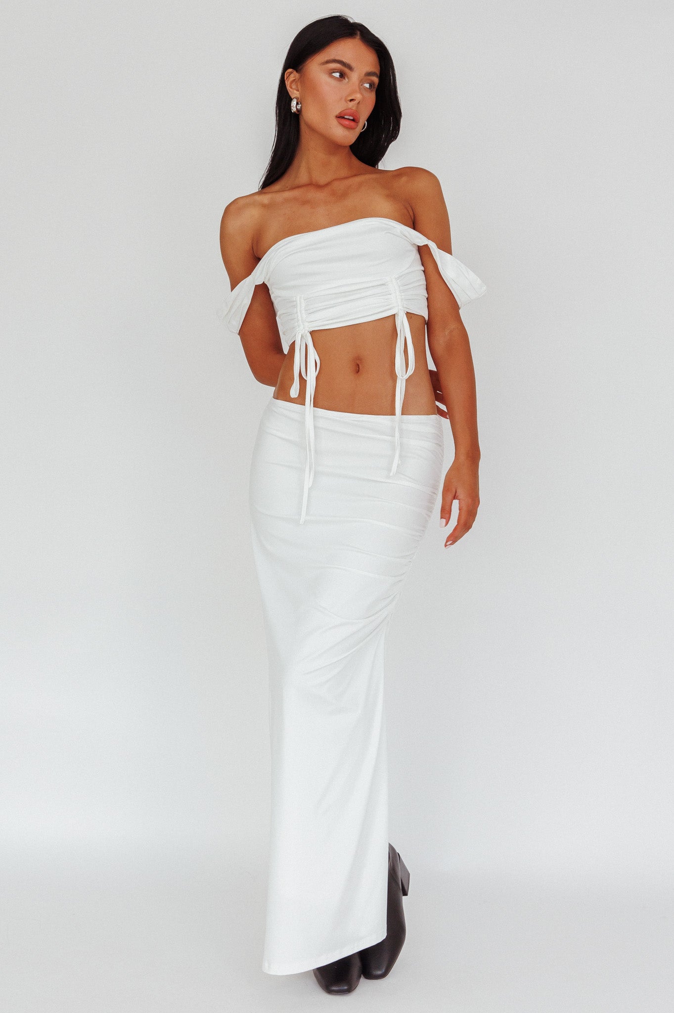 Headliner Ruched Side Maxi Skirt by Selfie Leslie Australia