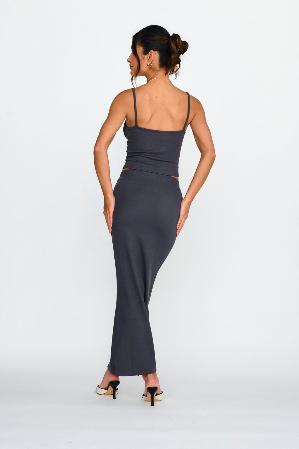 Strike A Pose Ribbed Maxi Skirt Charcoal by Selfie Leslie Australia
