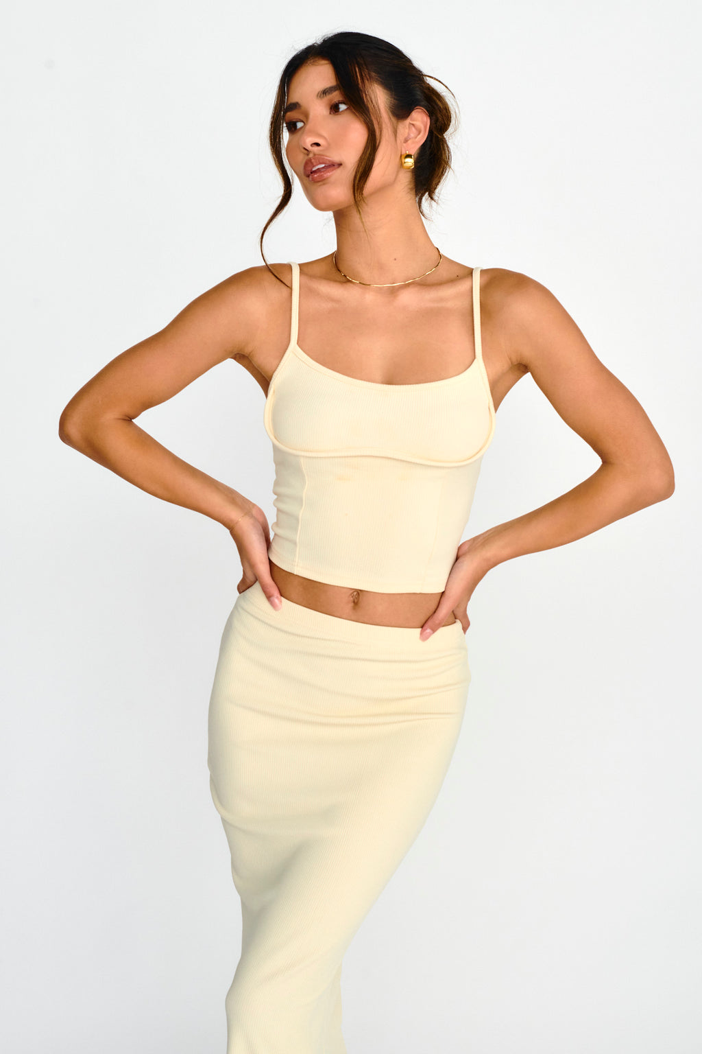 Strike A Pose Ribbed Crop Top Cream by Selfie Leslie Australia