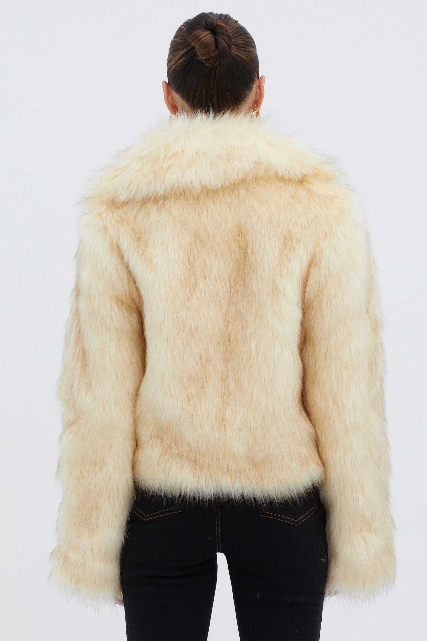Nordic Faux Fur Collared Jacket Cream by Selfie Leslie Australia