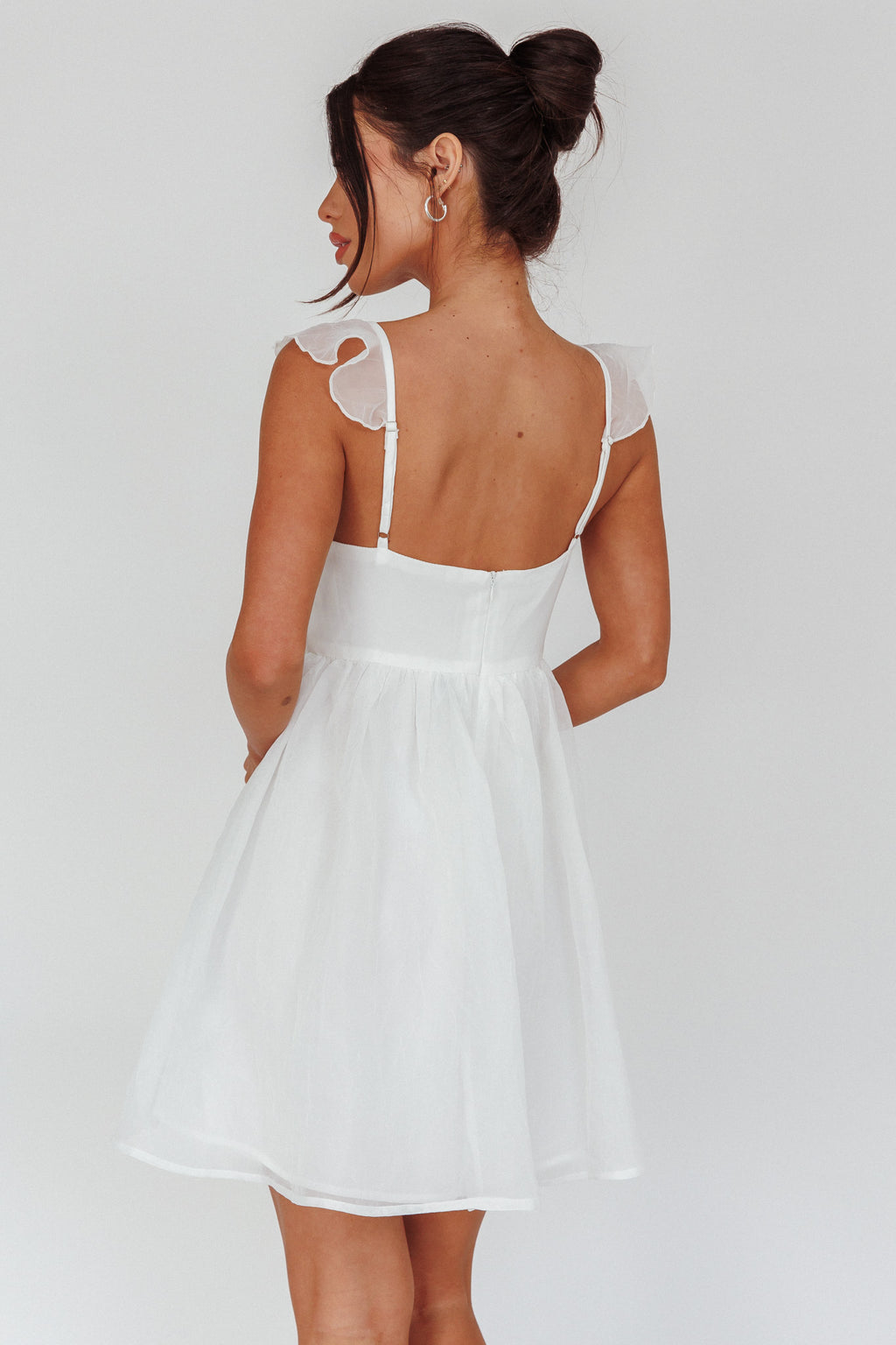 Zalia Ruffle Strap Babydoll Dress White by Selfie Leslie Australia