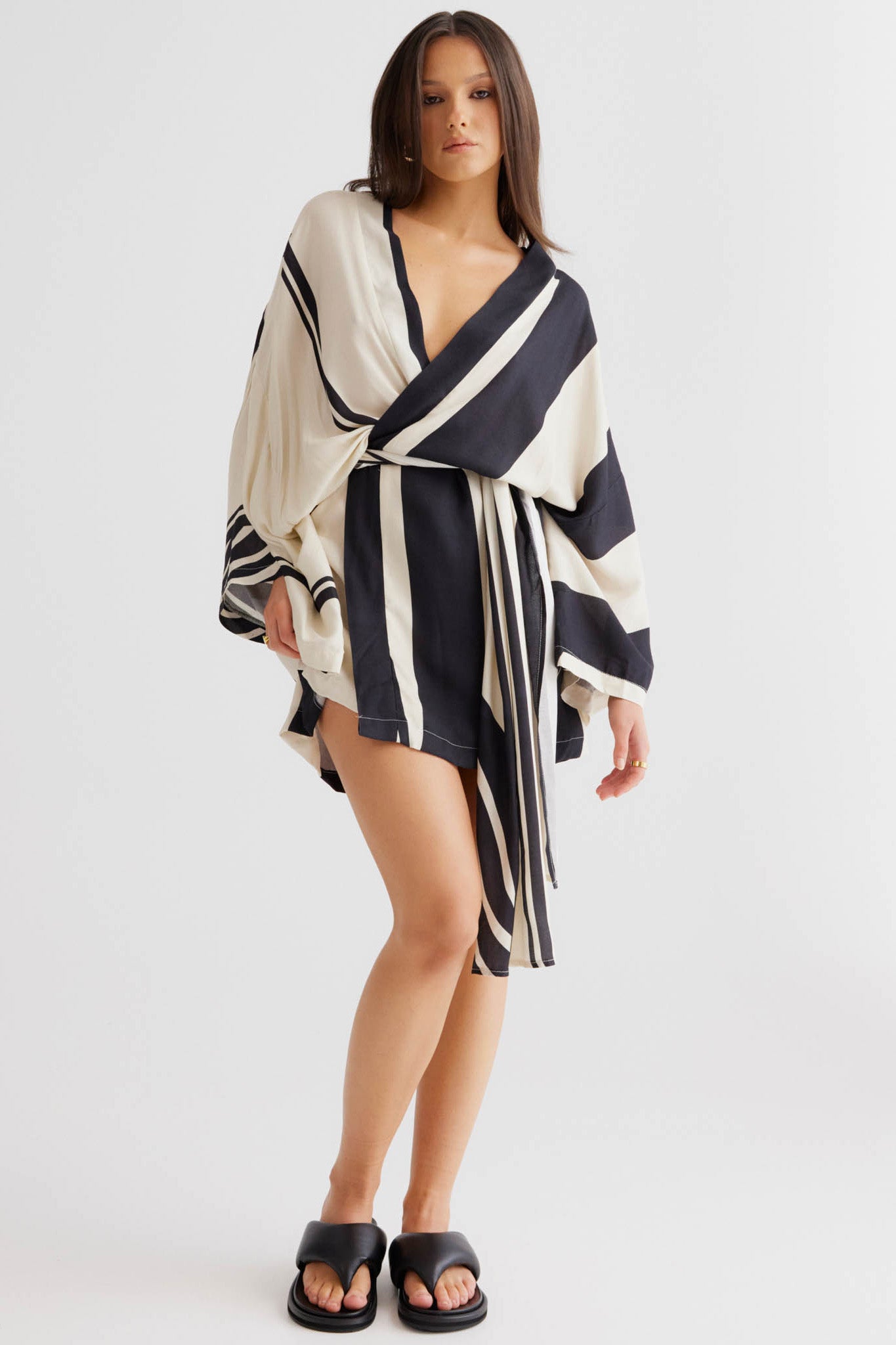 SNDYS Alba Wrap Dress Black Print by Selfie Leslie Australia