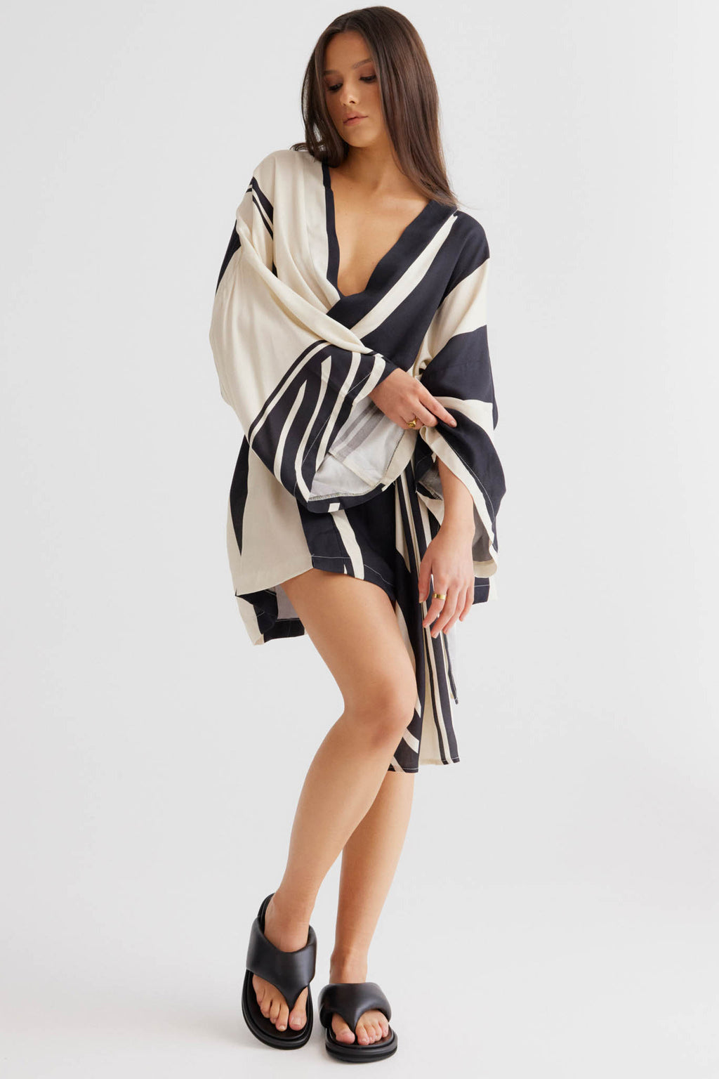 SNDYS Alba Wrap Dress Black Print by Selfie Leslie Australia
