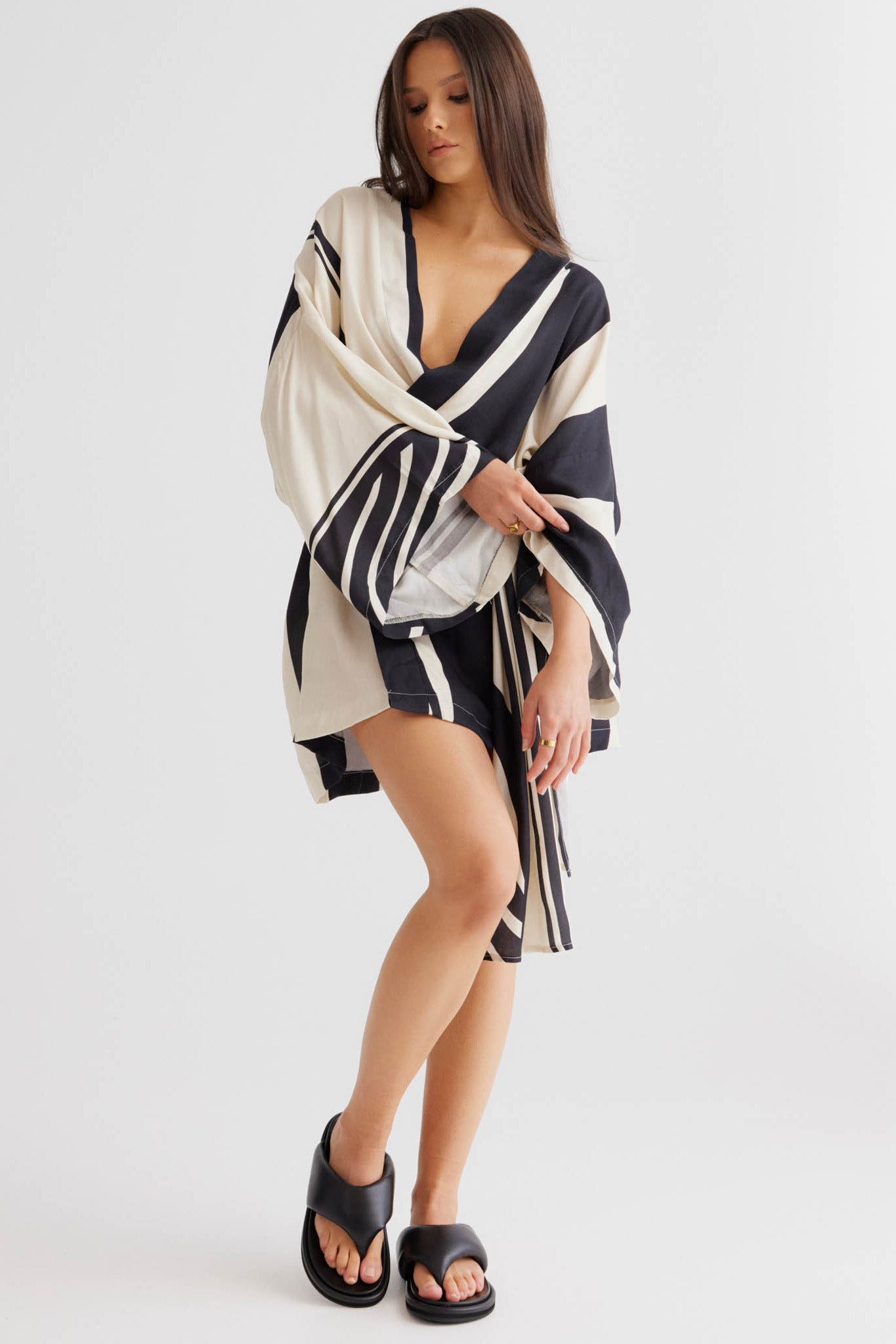 SNDYS Alba Wrap Dress Black Print by Selfie Leslie Australia