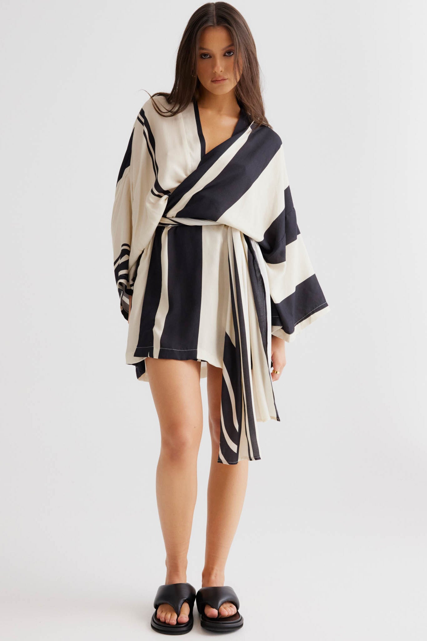 SNDYS Alba Wrap Dress Black Print by Selfie Leslie Australia