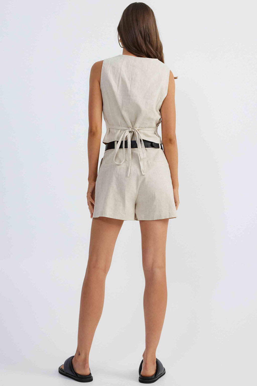 SNDYS Allegra Linen Vest Natural by Selfie Leslie Australia