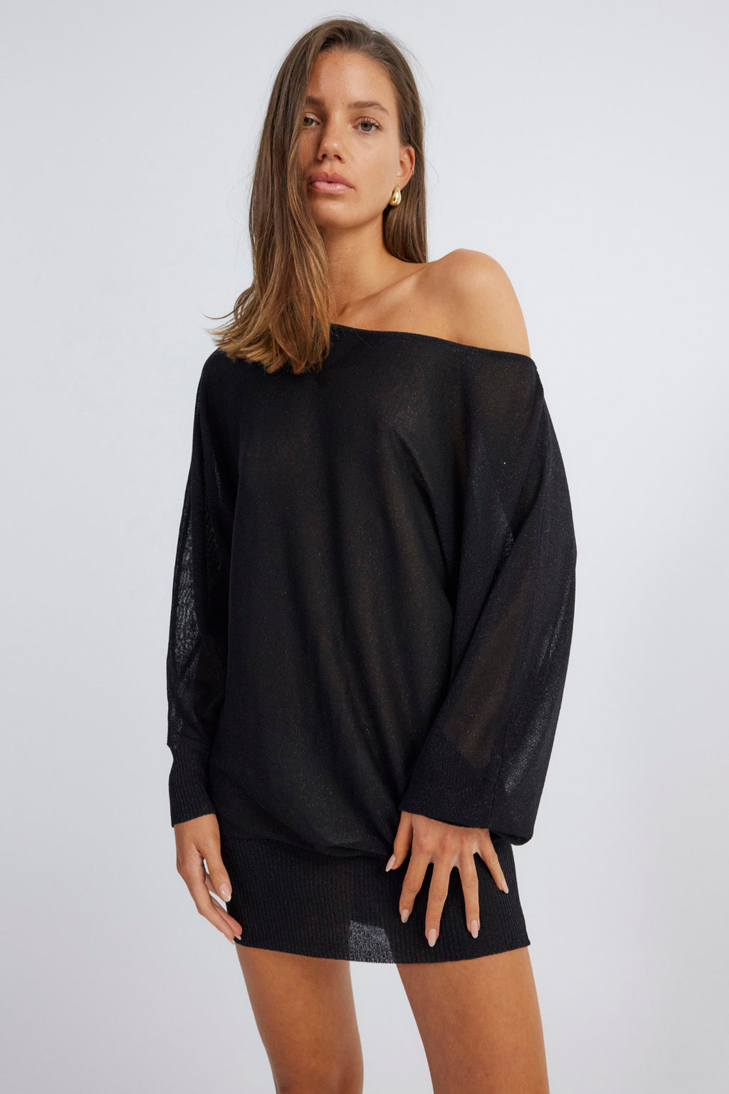 SNDYS Hailey Off Shoulder Mini Dress Black by Selfie Leslie Australia