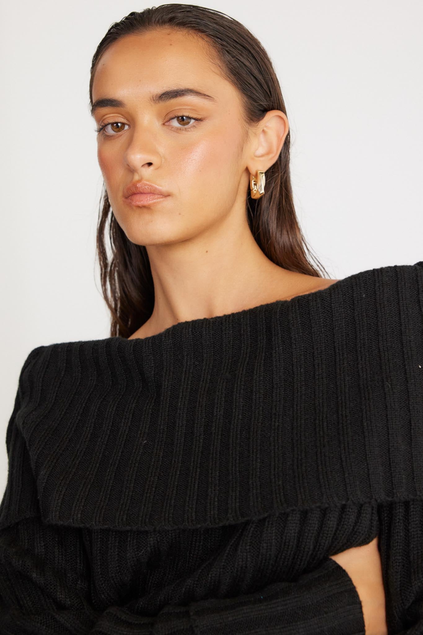 SNDYS Brooks Off Shoulder Jumper Black by Selfie Leslie Australia