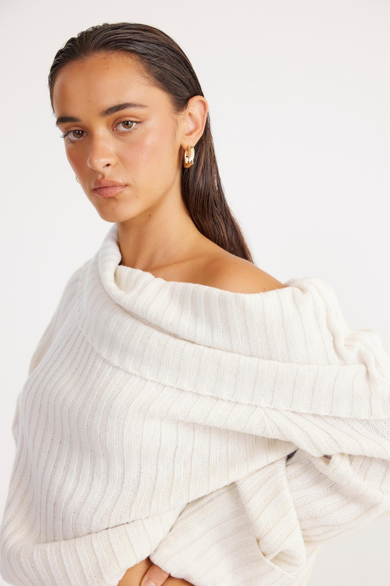 SNDYS Brooks Off Shoulder Jumper White by Selfie Leslie Australia