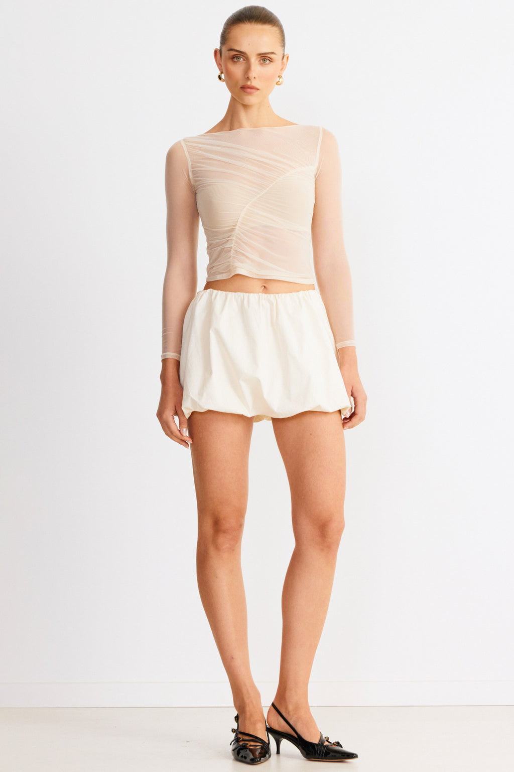 SNDYS Freja Bubble Skirt Chalk by Selfie Leslie Australia