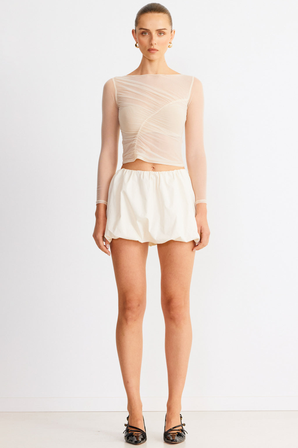 SNDYS Freja Bubble Skirt Chalk by Selfie Leslie Australia