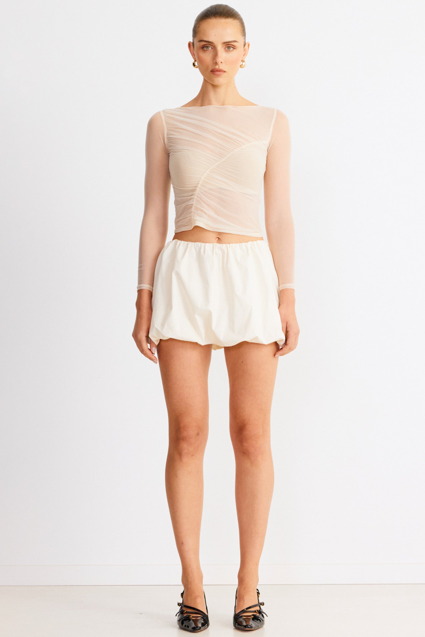 SNDYS Freja Bubble Skirt Chalk by Selfie Leslie Australia