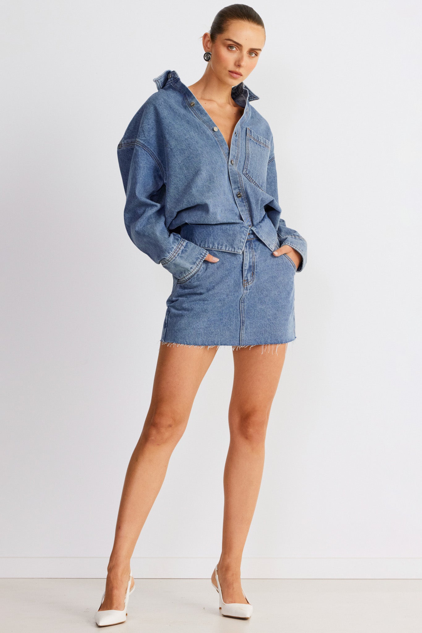 SNDYS Eve Denim Skirt Blue by Selfie Leslie Australia