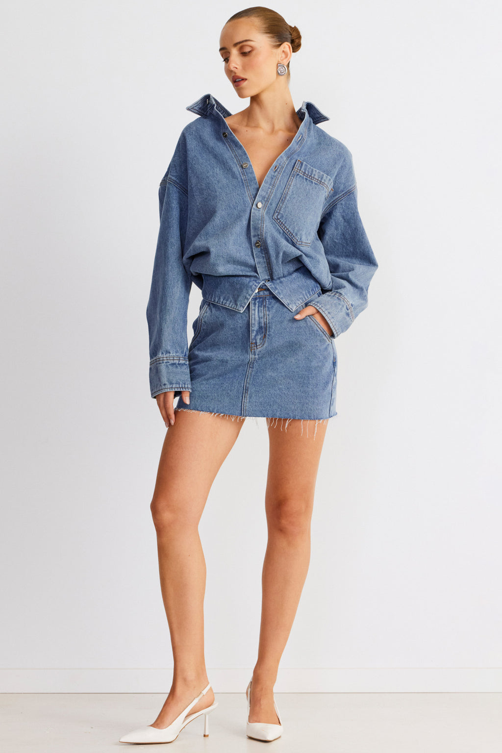 SNDYS Eve Denim Skirt Blue by Selfie Leslie Australia