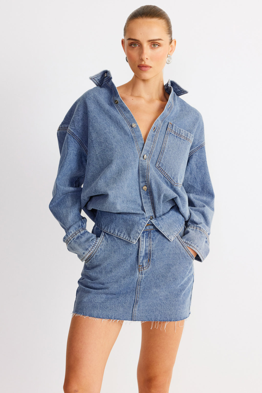 SNDYS Eve Denim Skirt Blue by Selfie Leslie Australia