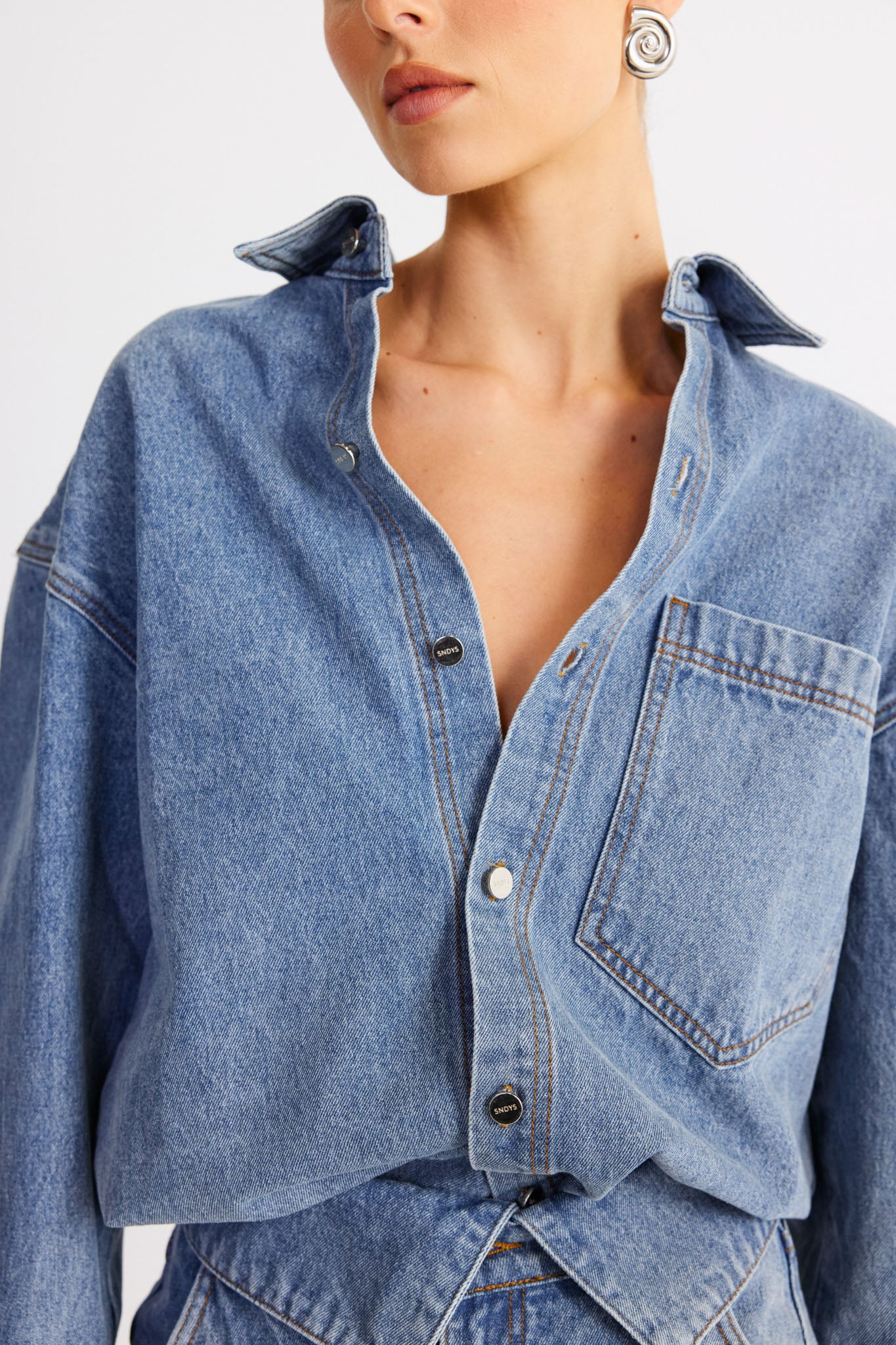 SNDYS Eve Denim Shirt Blue by Selfie Leslie Australia