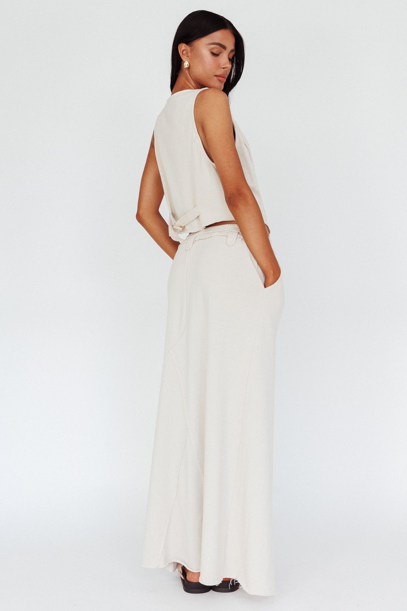 Long Awaited Faux Placket Maxi Skirt Seashell by Selfie Leslie Australia