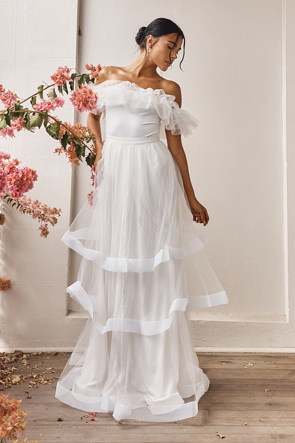 Watson Layered Maxi Skirt Off White by Selfie Leslie Australia
