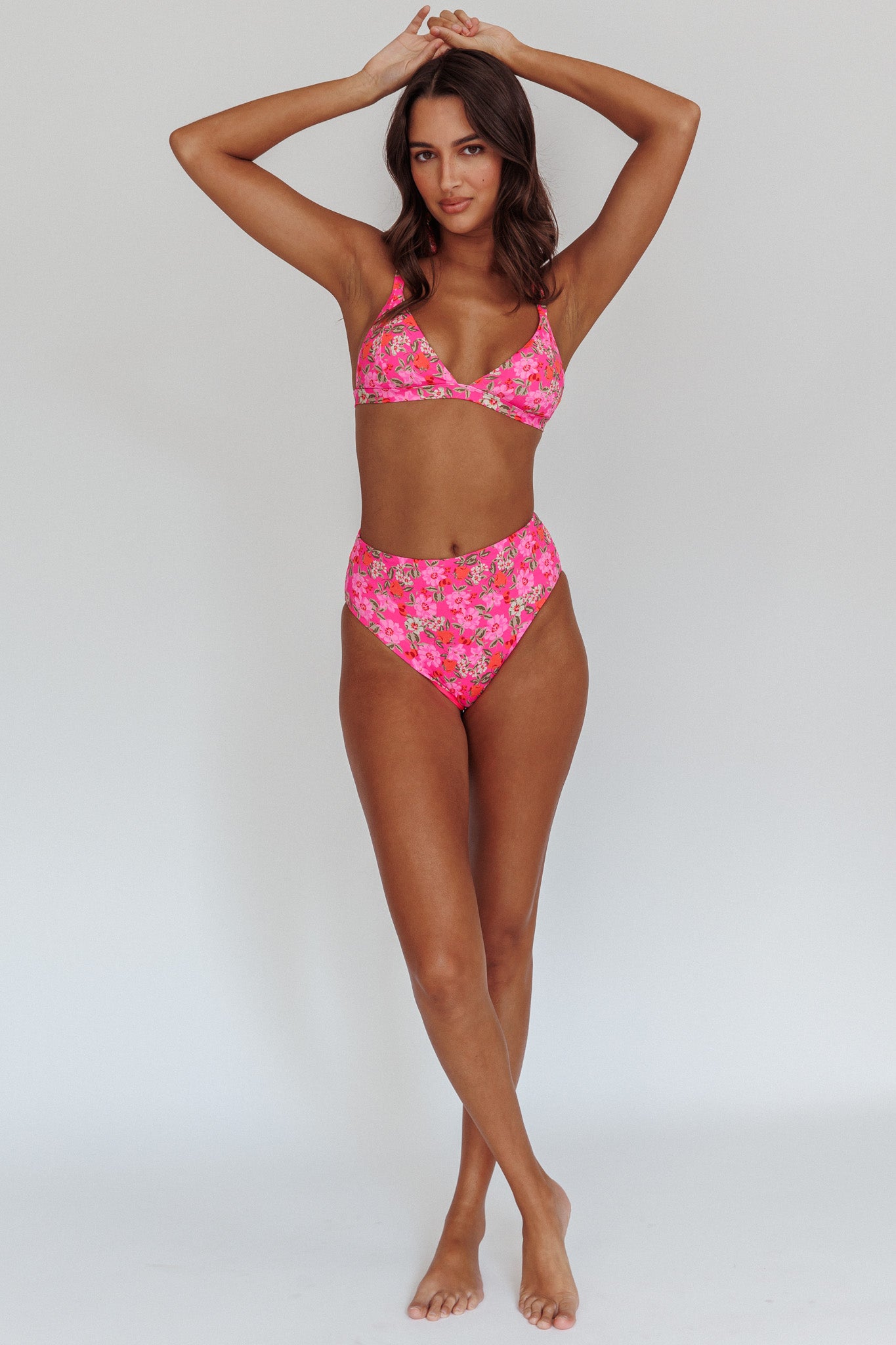 Harmonia High Waist Bikini Bottom Pink Floral by Selfie Leslie Australia