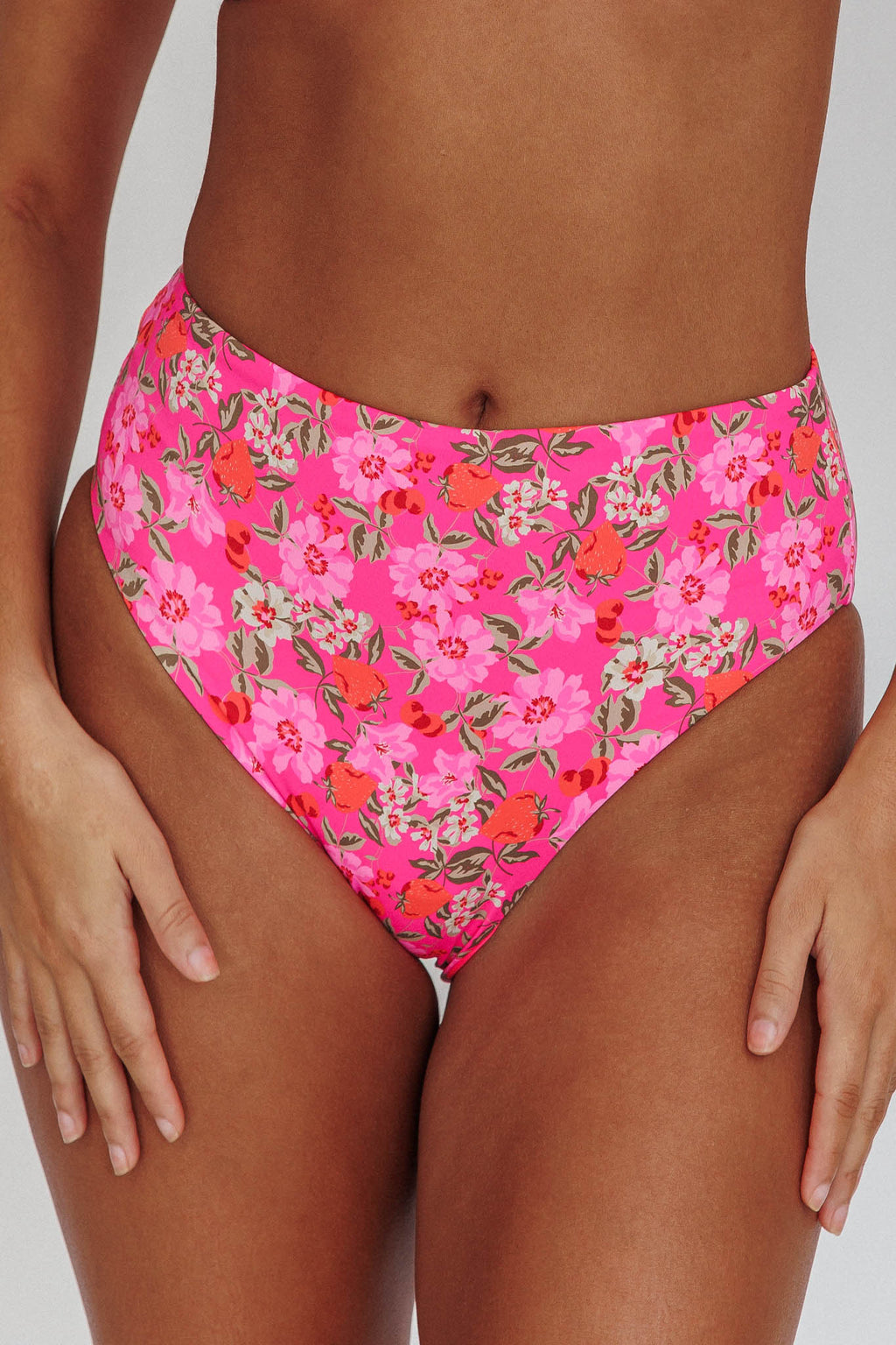 Harmonia High Waist Bikini Bottom Pink Floral by Selfie Leslie Australia