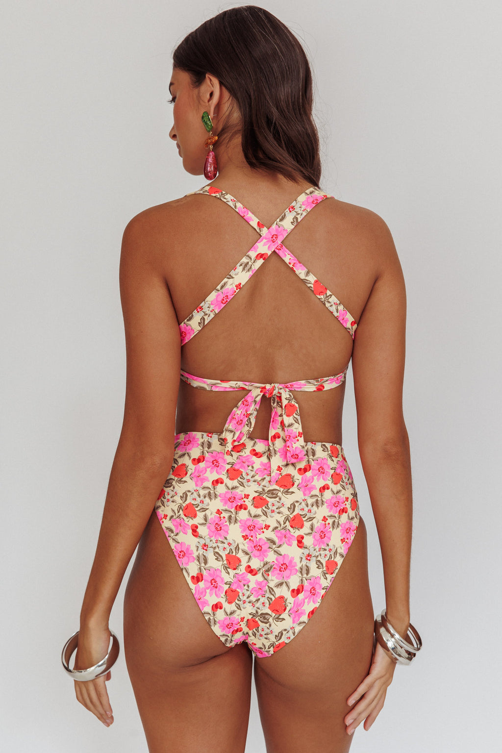 Harmonia High Waist Bikini Bottom Yellow Floral by Selfie Leslie Australia